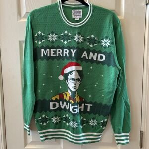 Tipsy‎ Elves Merry and Dwight The Office Ugly Christmas Sweater Green Size Large